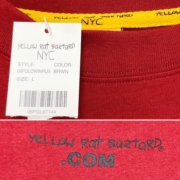 VINTAGE YELLOW RAT BASTARD NYC Men’s Rusty Red Rat Graphic Glow in the Dark Tee - Picture 10 of 16